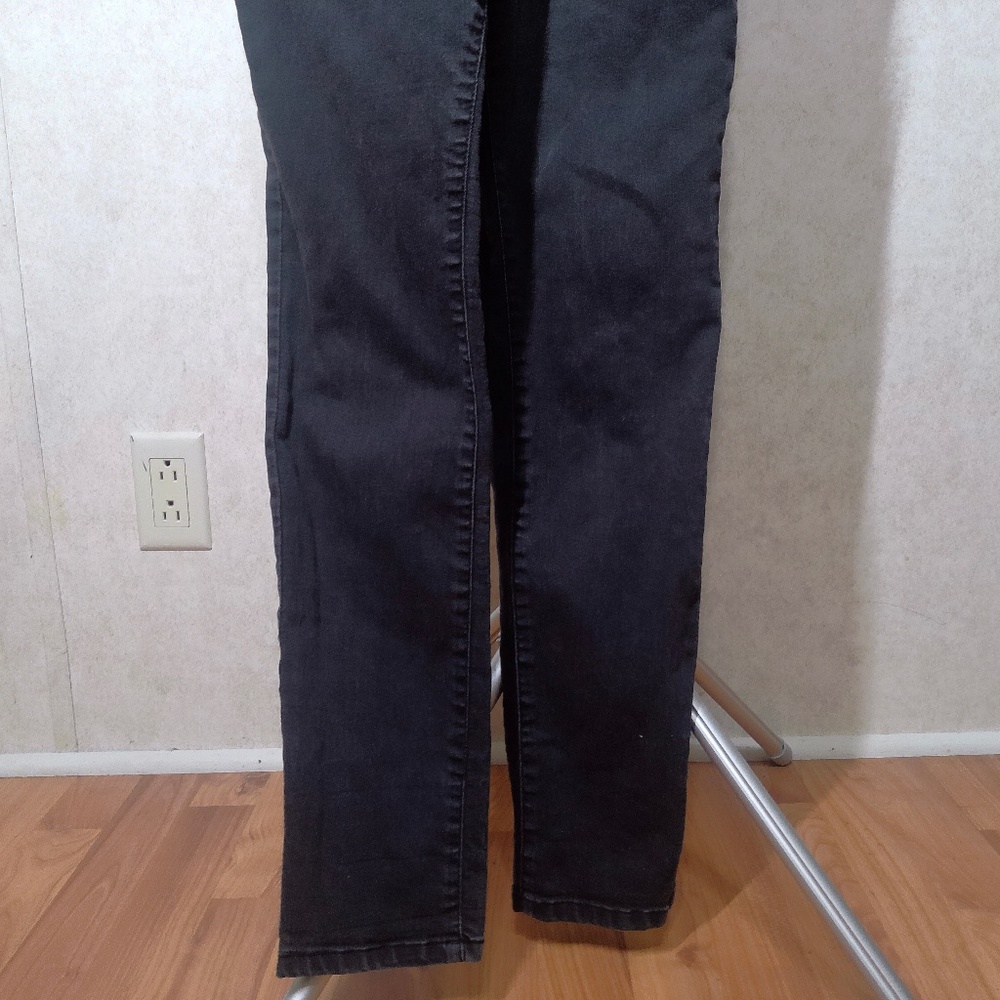 EUC Free People Black Denim Multi Pocket Overalls Zip Distressed Fade Sz26 - Picture 5 of 12